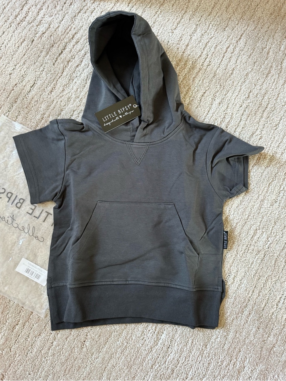 Little Bipsy Charcoal Short Sleeve Hooded Sweatshirt